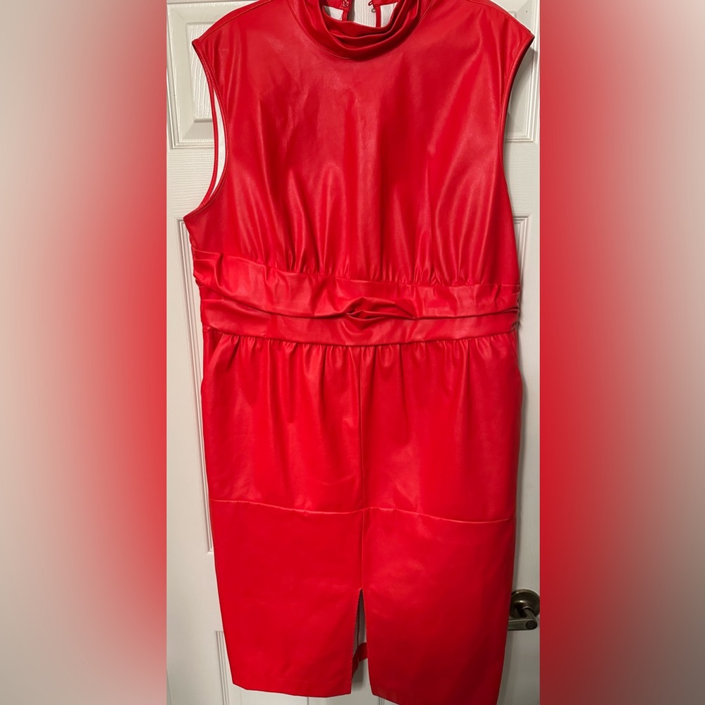 Gabrielle Union Collection Turtleneck Faux Leather Red Dress Plus Size